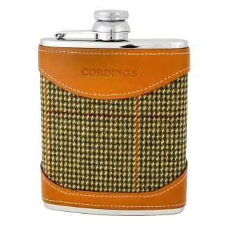 Cordings Sporting Check British Leather 6oz Flask Main Image