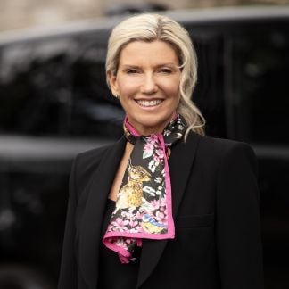 Cordings Oopsie Daisy Ebony Black Narrow Silk Scarf Main Image