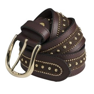Cordings Brown Leather Stud Trim Belt Main Image