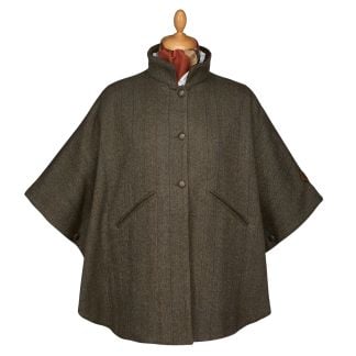 Cordings T.ba Green Herringbone Tweed Reversible Cape Main Image