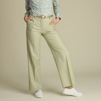 Cordings Green Tetbury Silk and Linen Trousers Dif ferent Angle 1