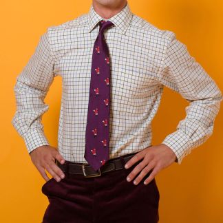 Cordings Purple Hunting Fox Silk Tie Dif ferent Angle 1