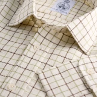 Cordings Brown Green Medium Check Tattersall Shirt Main Image