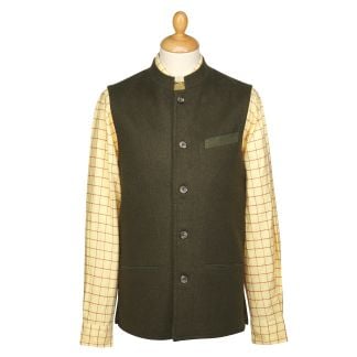 Cordings Green Nehru Loden Waistcoat Main Image