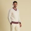 Cream Cable Wool and Cashmere V-Neck
