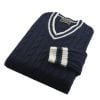 Navy Cable Wool and Cashmere Cricket Jumper
