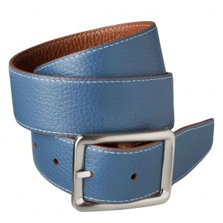 Cordings Brown Blue Calf Grain Reversible Leather Belt Dif ferent Angle 1