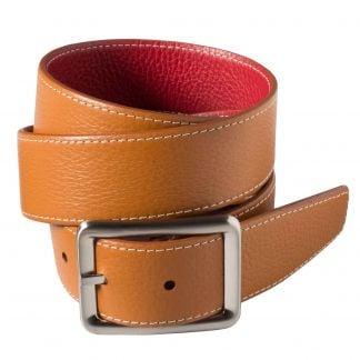 Cordings Brown Red Calf Grain Reversible Leather Belt Main Image
