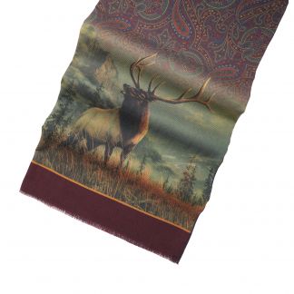 Cordings Wine Reversible Stag Scarf Dif ferent Angle 1