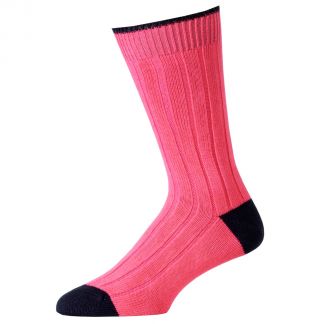 Cordings Pink Navy Cotton Heel & Toe Socks Main Image