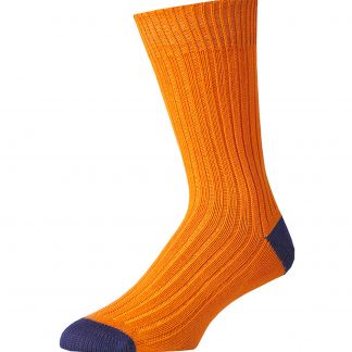 Cordings Orange and Blue Cotton Heel & Toe Socks Main Image
