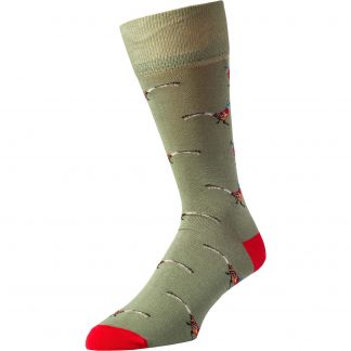 Cordings Olive Wild Pheasant Fine Sock Main Image