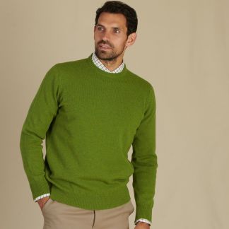 Cordings Floral Green Lambswool Crew Neck Jumper Dif ferent Angle 1