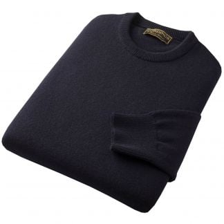 Cordings Navy Blue Lambswool Crewneck Jumper Dif ferent Angle 1