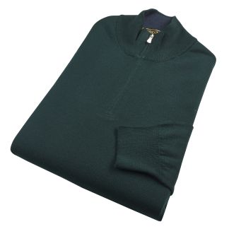 Cordings Green 1/4 Zip Fine Wool Jumper Dif ferent Angle 1