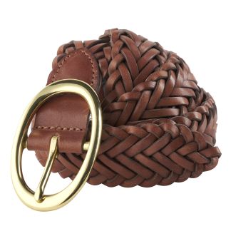 Cordings Brown Leather Plaited Belt Main Image