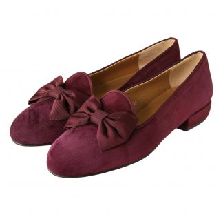 Cordings Wine Suede Bow Slipper Main Image