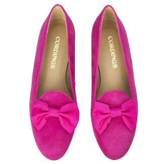Cordings Fuchsia Suede Bow Slipper Dif ferent Angle 1