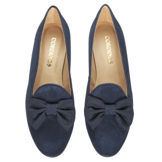 Cordings Mid Navy Suede Bow Slipper Dif ferent Angle 1
