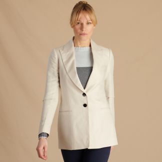 Cordings Cream Single Breasted Cotton and Linen Blazer Main Image