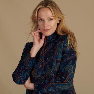 Cordings Teal Paisley Jacquard Coat Dif ferent Angle 1