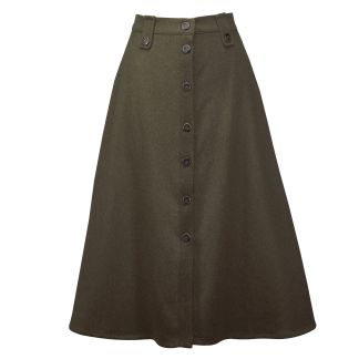 Cordings Olive Green Loden A-Line Skirt Main Image
