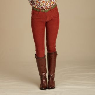 Cordings Red Rust Stretch Needlecord Jeans Main Image