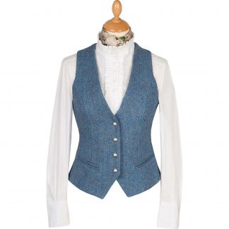 Cordings Blue Harris Tweed Wantage Tailored Waistcoat Main Image