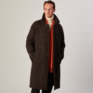 Cordings Brown Grey Herringbone Donegal Follifoot Coat Main Image