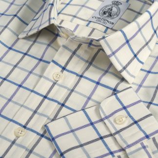 Cordings Navy Overcheck Tattersall Shirt Main Image