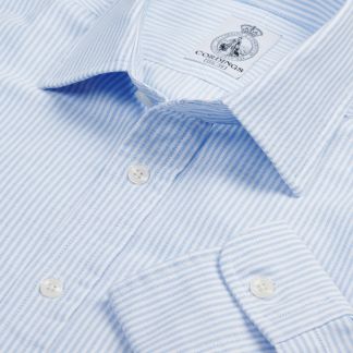 Cordings Sky Blue Vintage Striped Oxford Shirt  Main Image