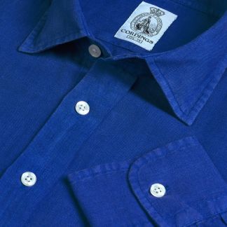Cordings Cobalt Blue Vintage Linen Shirt Main Image