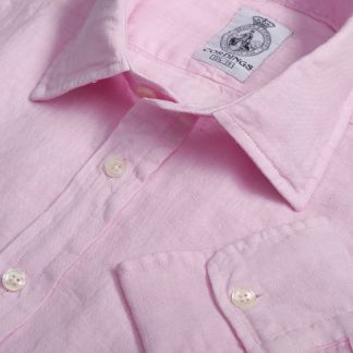 Cordings Soft Pink Vintage Linen Shirt Main Image