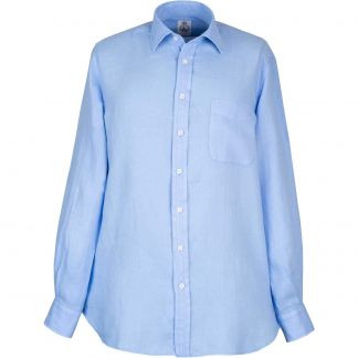 Cordings Cornflower Blue Vintage Linen Shirt Dif ferent Angle 1