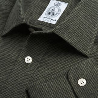 Cordings Olive Puppy Tooth Check Shirt Main Image