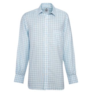 Cordings Blue Linen Wittering Gingham Shirt Dif ferent Angle 1
