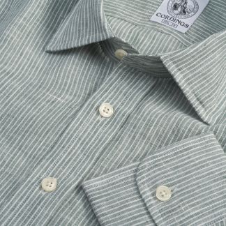 Cordings Green Dunhugh Striped Linen Shirt Main Image