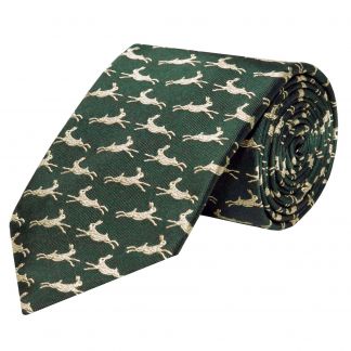 Cordings Olive Green Silk Hare Tie  Main Image
