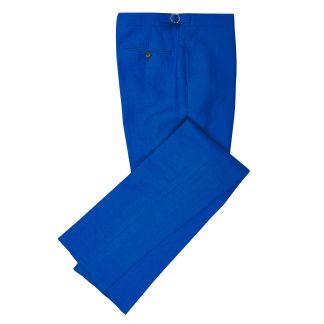 Cordings Royal Blue Bambridge Linen Trousers Main Image