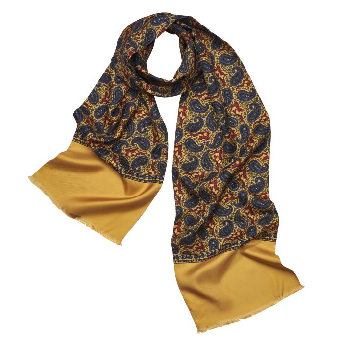 English Gold Madder Print Stag Scarf
