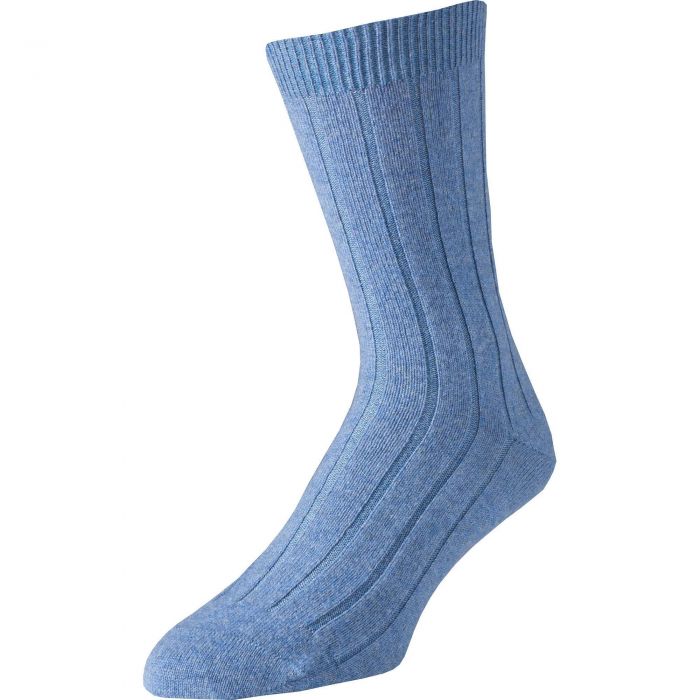 Pale Blue Cashmere Ribbed Sock