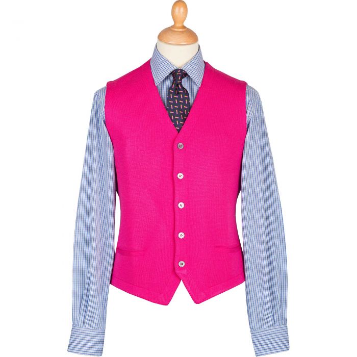 Bright Pink Merino Waistcoat