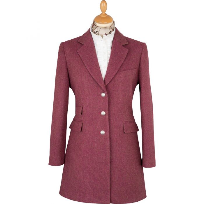 Pink Herringbone Carlisle Tweed Classic Coat