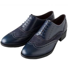 Navy Leather and Suede Brogue Shoes Cordings EU