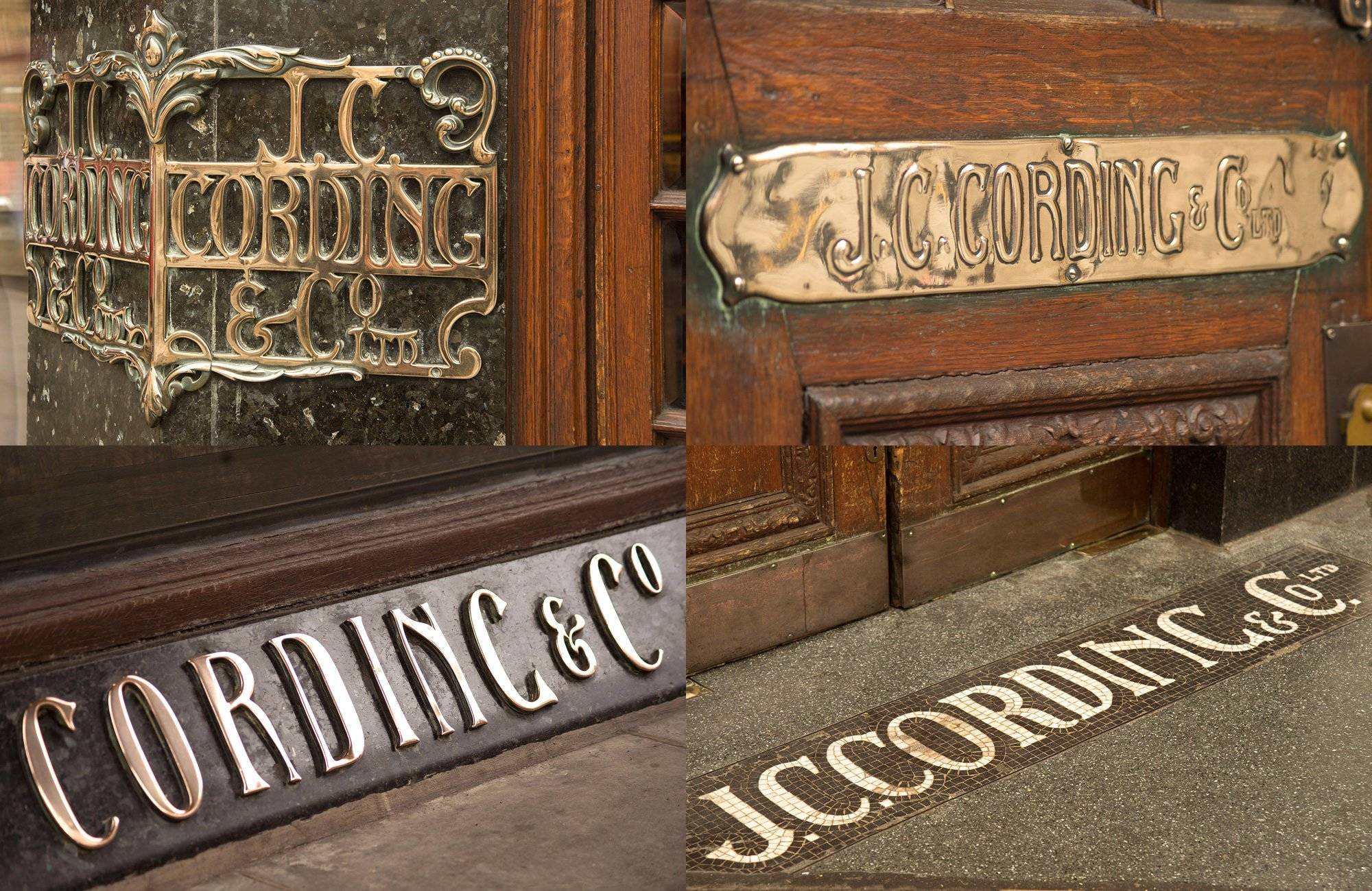 Edwardian signs on the exterior of Cordings