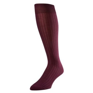 Cordings Below the Knee Burgundy Piccadilly Rib Sock Main Image