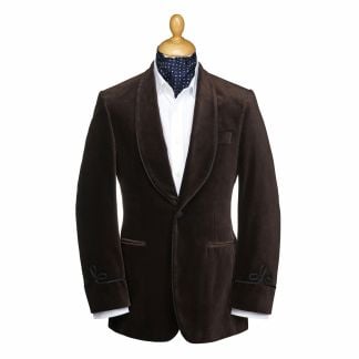 Cordings Chocolate Velvet Smoking Jacket Main Image