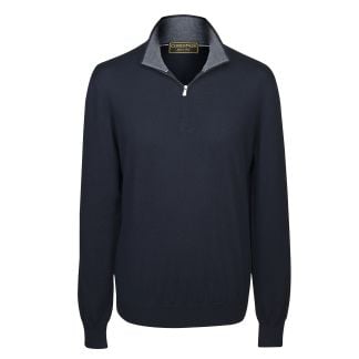 Cordings Navy 1/4 Zip Fine Wool Jumper Main Image