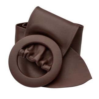 Cordings Chocolate High Waist Leather Curve Belt Main Image