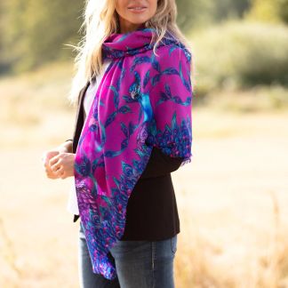 Cordings Pluming Marvellous Fandango Pink Wool Silk Shawl Main Image